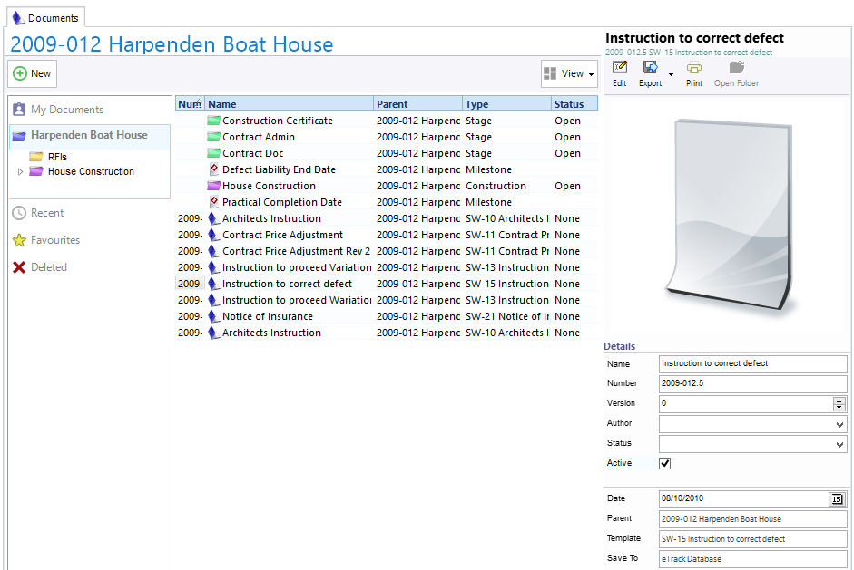 Document Management tab