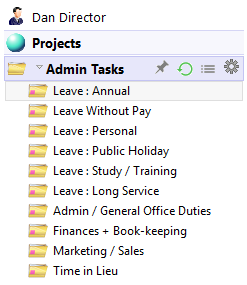 Project Repository Admin Tasks Tree View