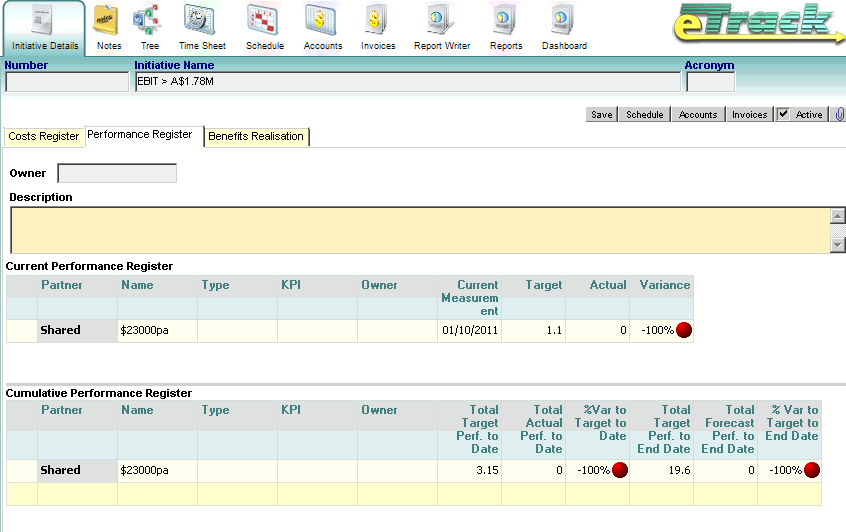 Benefit Realisation Performance Register