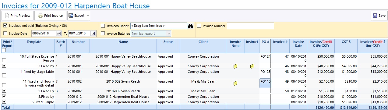 Invoicing/Invoice management